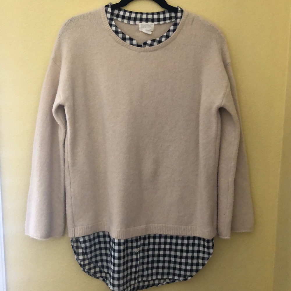 Caslon layered checkered print sweater